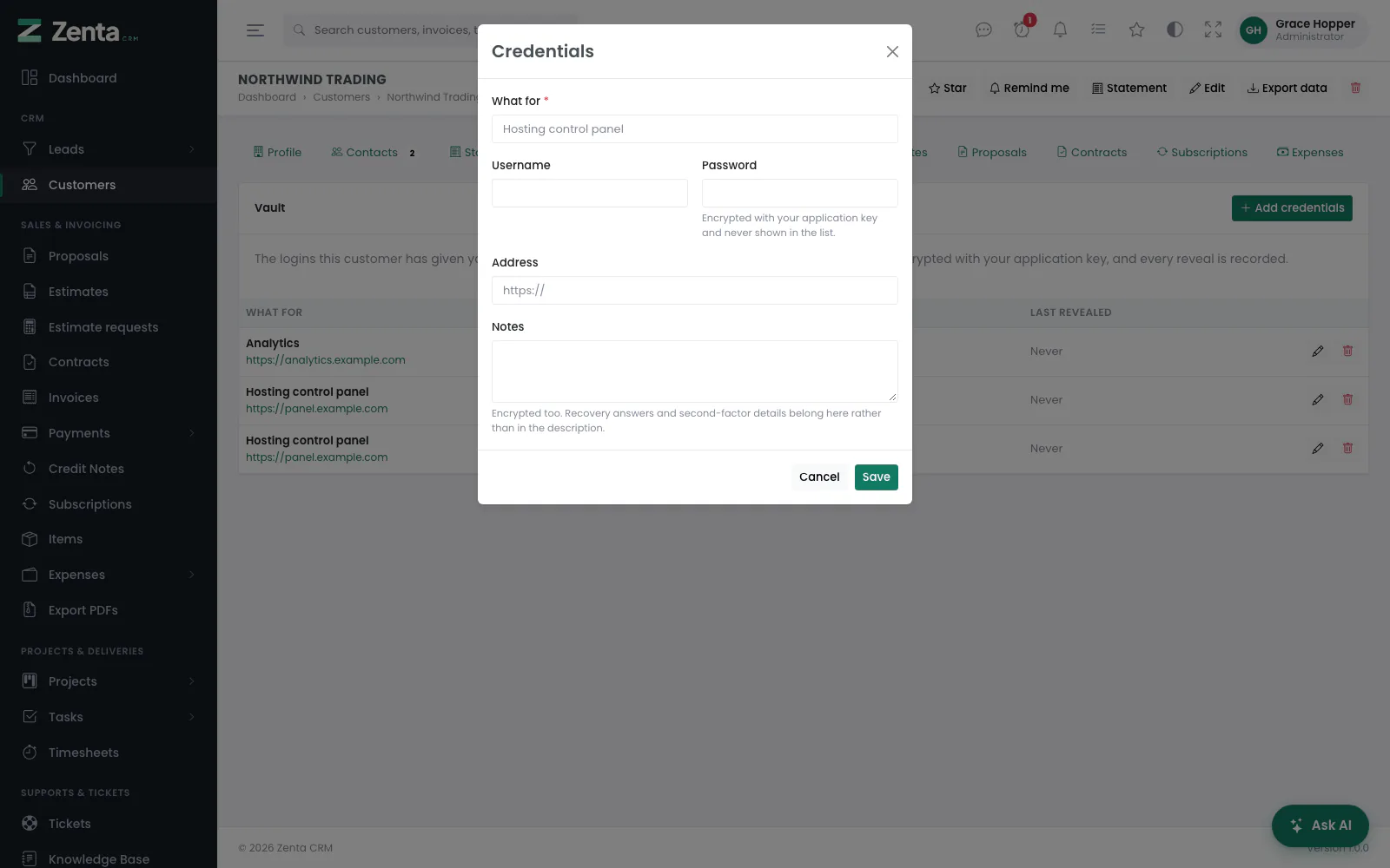 Adding a login to the vault.