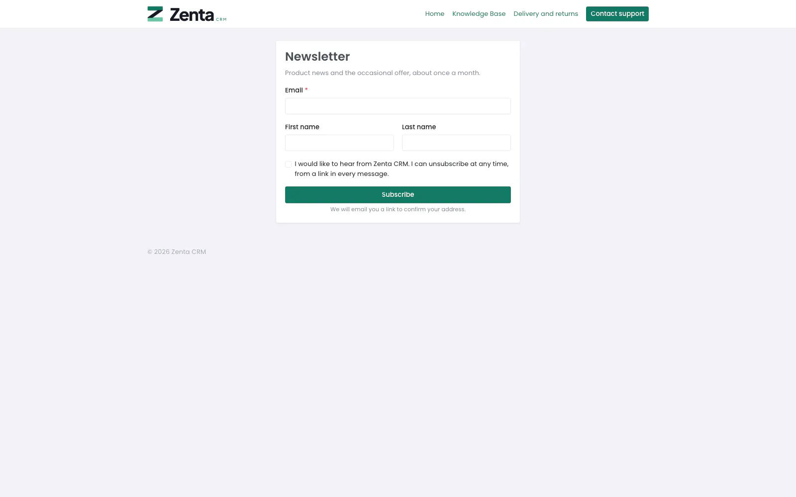 Signing up to a mailing list. This list asks new sign-ups to confirm their address.