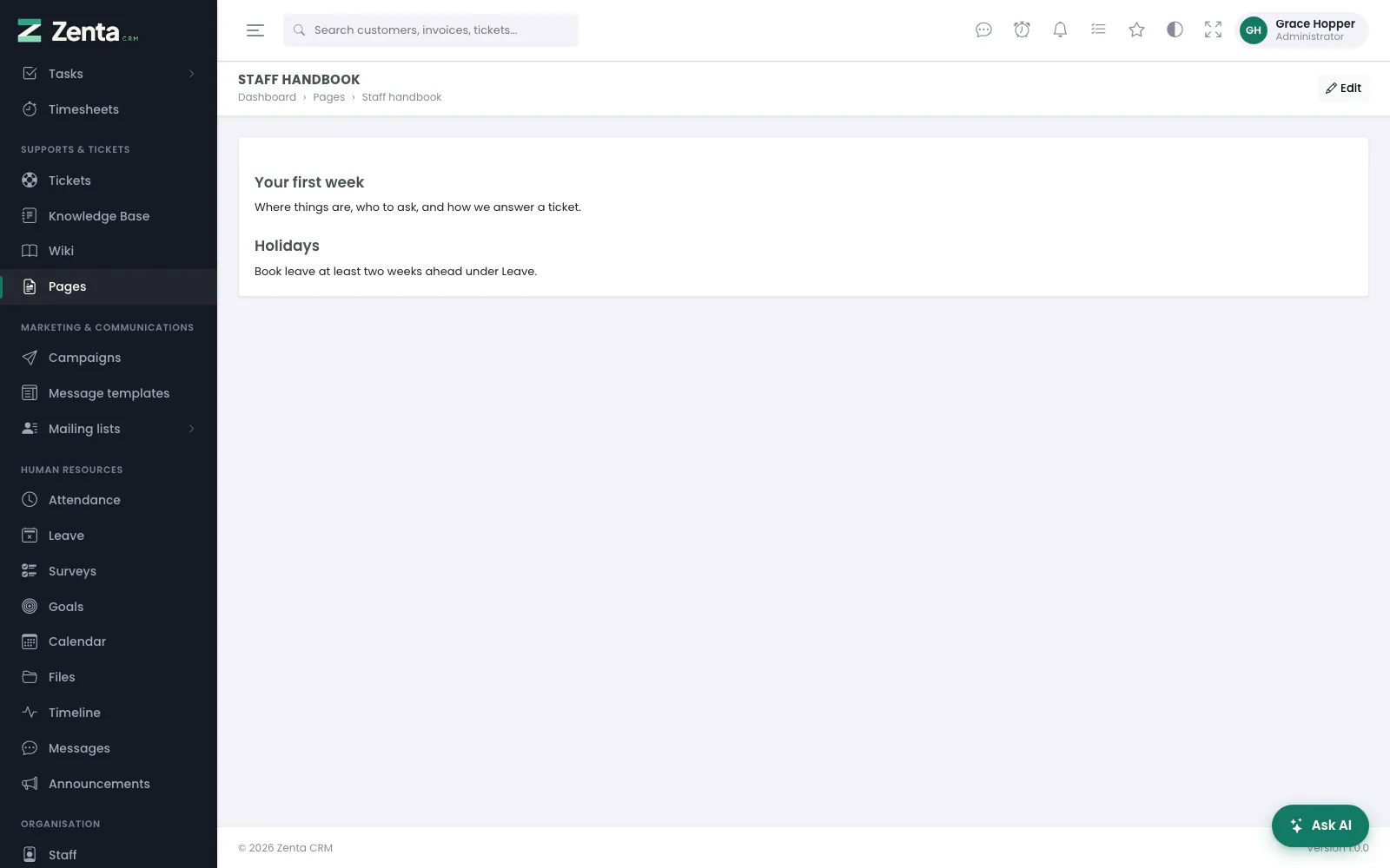 A staff page as the team reads it.